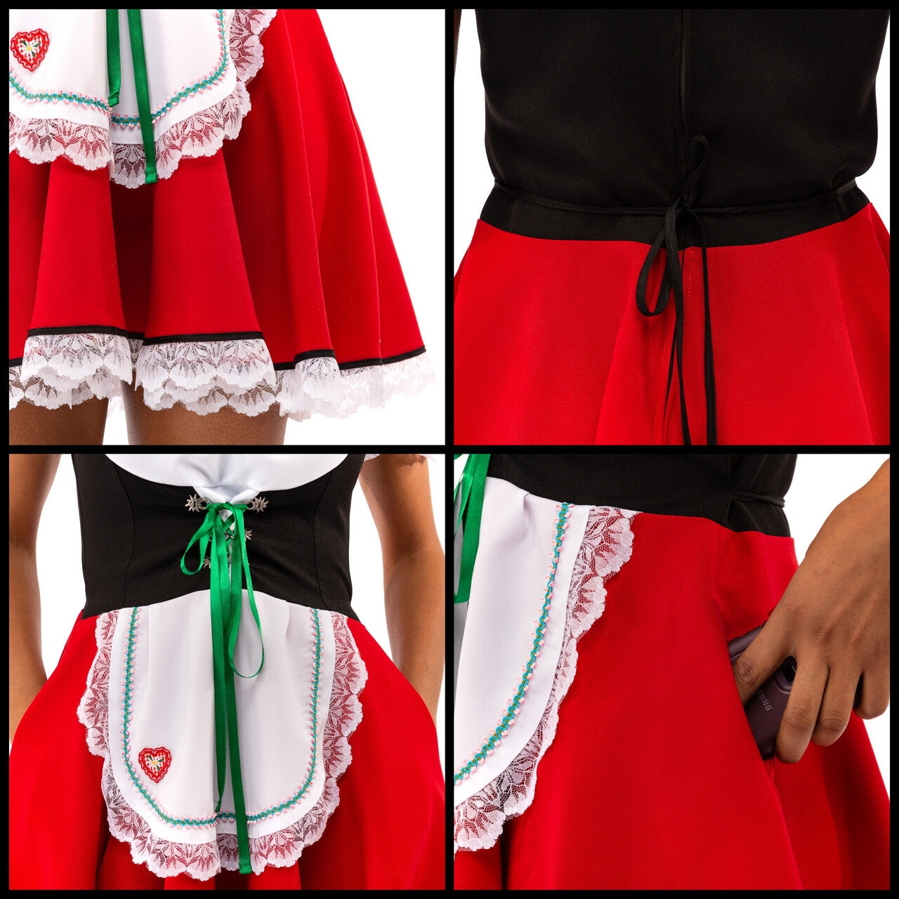 Op deze afbeelding zie je een Kostuums, van het merk Original Replicas. Korte Rode Sexy Beierse Mabel Dirndl Oktoberfest Bier Tirol Vrouw Kostuum