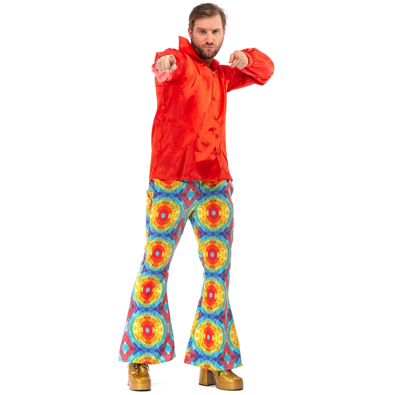 Op deze afbeelding zie je een Kostuums, van het merk Original Replicas. Jaren 60 Batik Flower Power Hippie Festival Broek Man
