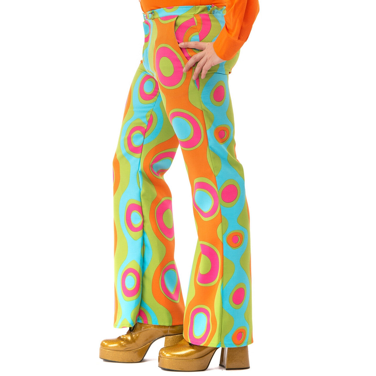 Op deze afbeelding zie je een Kostuums, van het merk Original Replicas. Jaren 60 Psychedelische Golven Flower Power Hippie Festival Broek Man