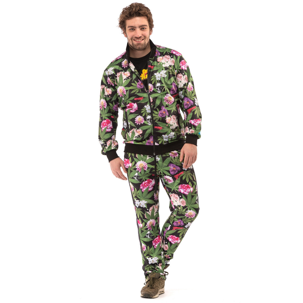 Op deze afbeelding zie je een Kostuums, van het merk Original Replicas. Pablo Discobar Festival Suit Marihuana Hawaii Kostuum