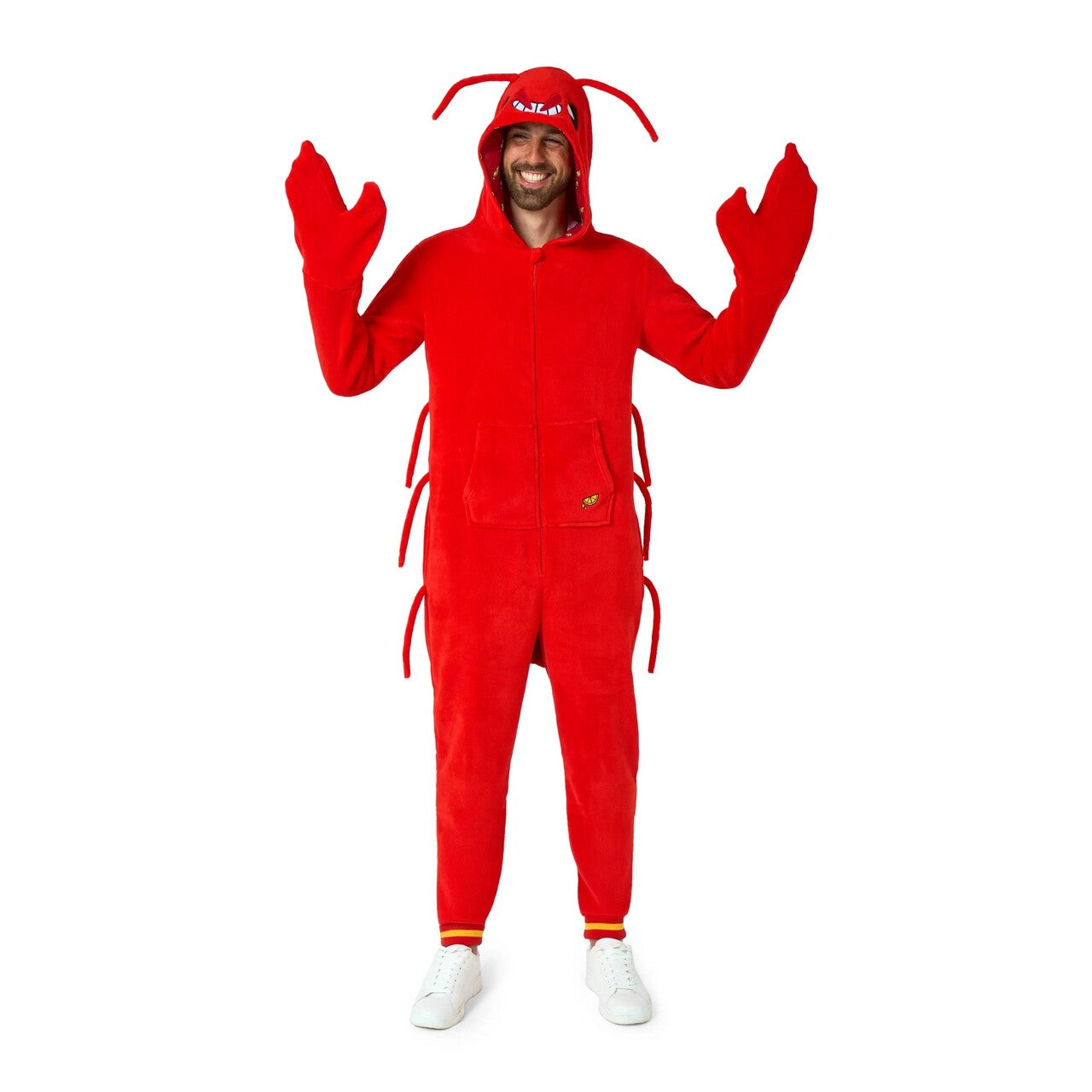 Op deze afbeelding zie je een Kostuums, van het merk Opposuits. Lobbie Lobster Onesie Man Kostuum