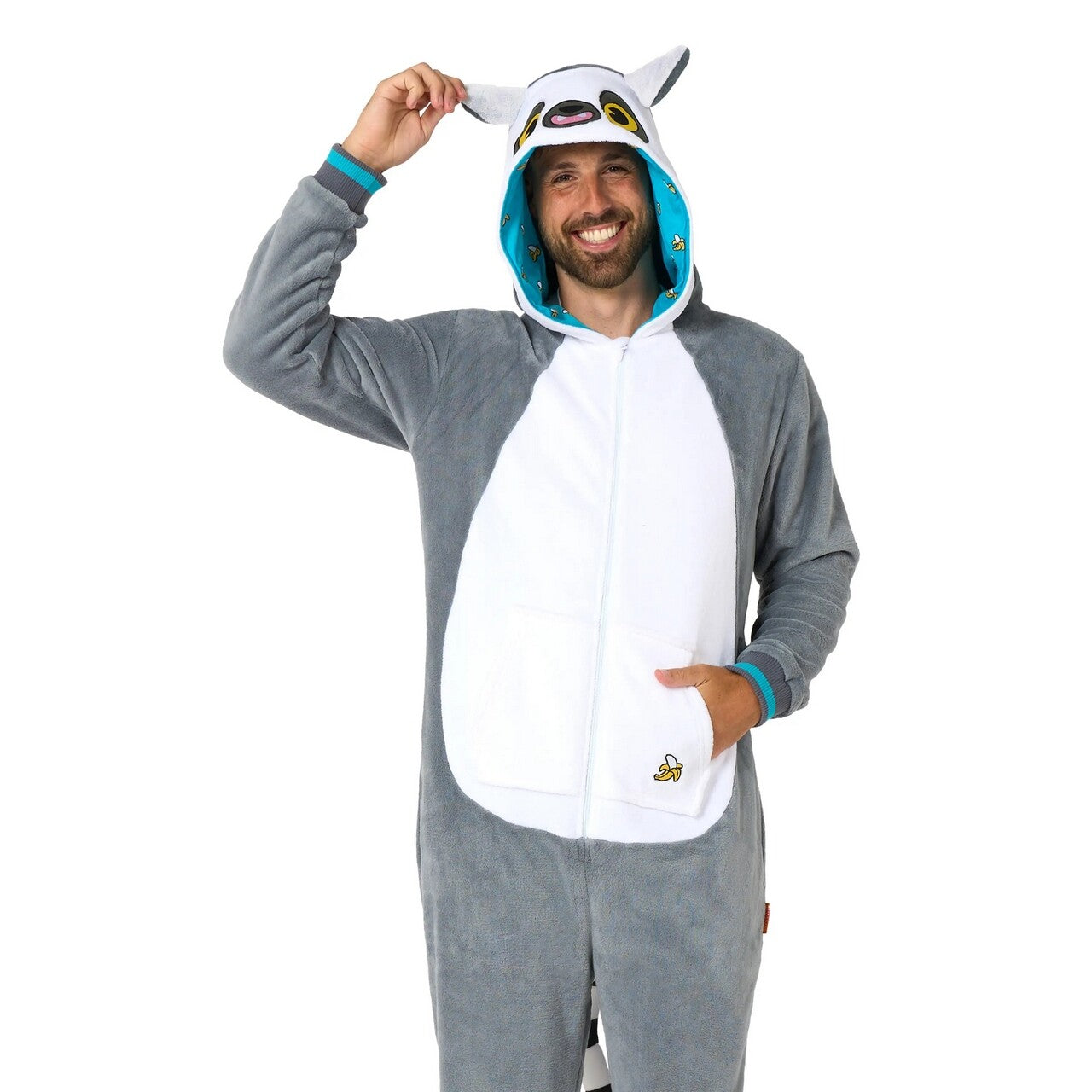 Op deze afbeelding zie je een Kostuums, van het merk Opposuits. Lenny Lemur Onesie Man Kostuum