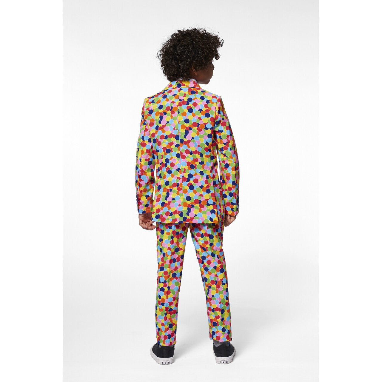 Op deze afbeelding zie je een Kostuums, van het merk Opposuits. Vrolijk Gekleurd Confetti Kanon Jongen Kostuum