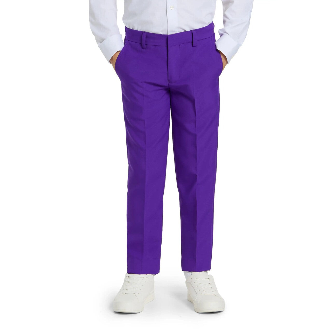 Op deze afbeelding zie je een Kostuums, van het merk Opposuits. Purple Joker Prince Jongen Kostuum