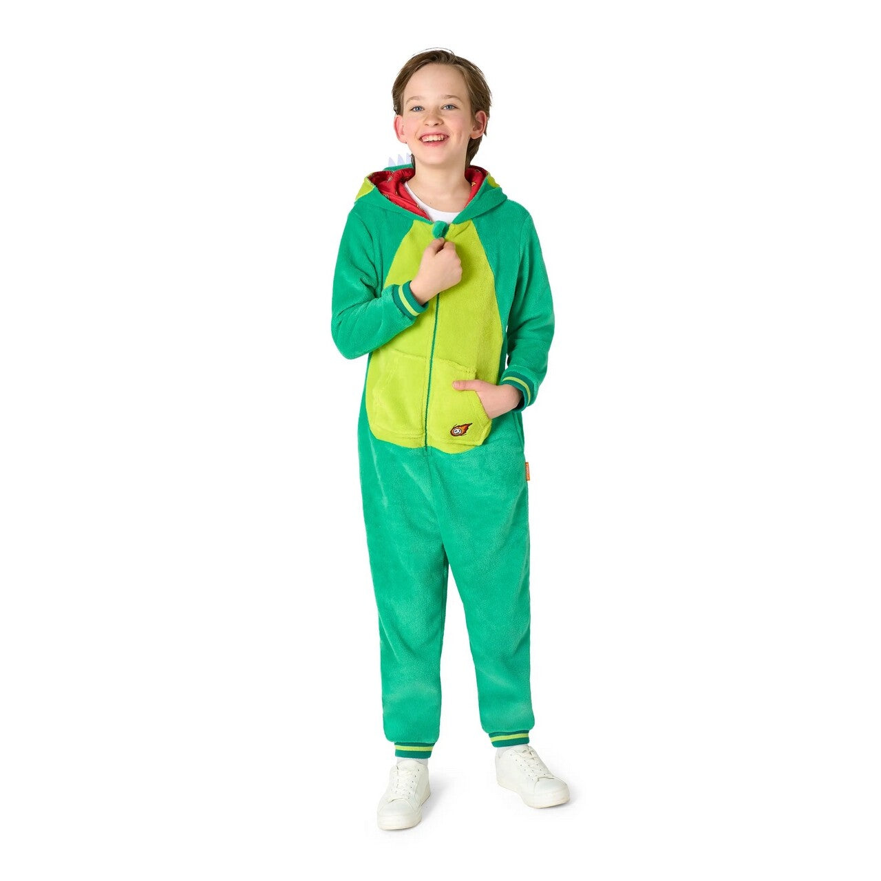 Op deze afbeelding zie je een Kostuums, van het merk Opposuits. No Danger Dino Onesie Kind Kostuum
