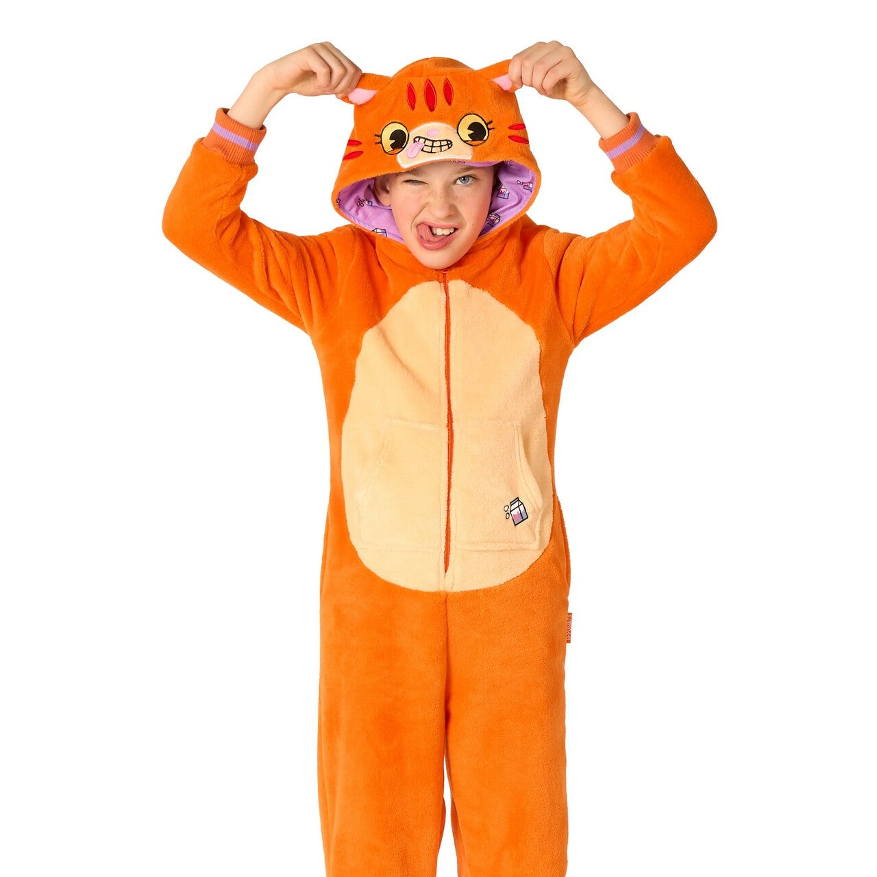 Op deze afbeelding zie je een Kostuums, van het merk Opposuits. Oranje Knuffel Kat Onesie Kind Kostuum