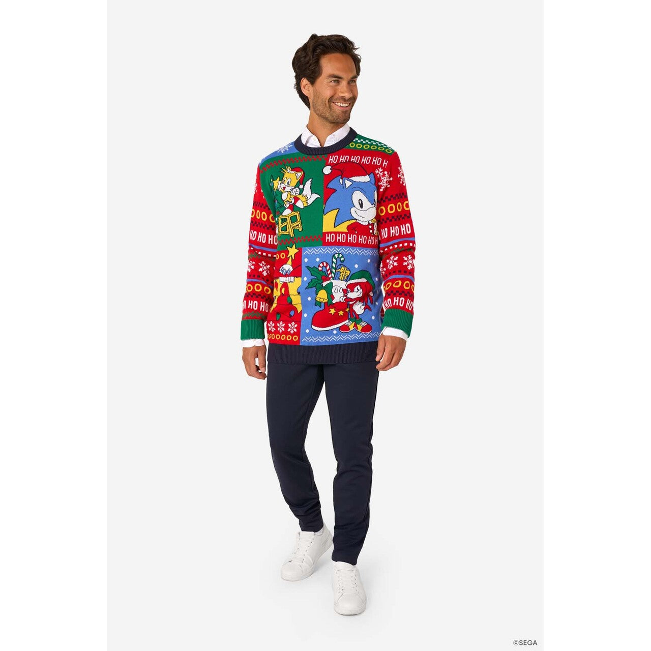 Op deze afbeelding zie je een Kostuums, van het merk Opposuits. Sonic Christmas Sweater Man