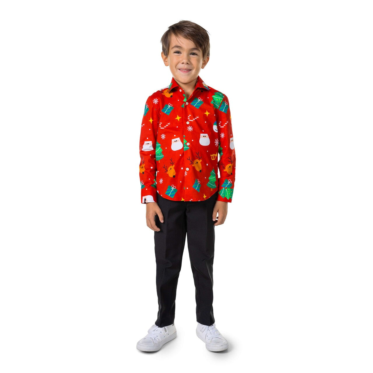 Op deze afbeelding zie je een Kostuums, van het merk Opposuits. Shirt Ls Festivity Red Boys Jongen