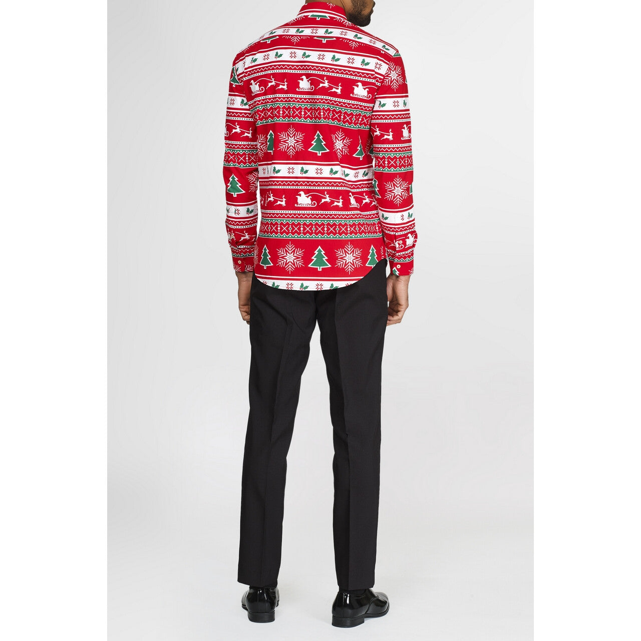 Op deze afbeelding zie je een Kostuums, van het merk Opposuits. Rood Winter Wonderland Kerst Overhemd Met Lange Mouwen Man
