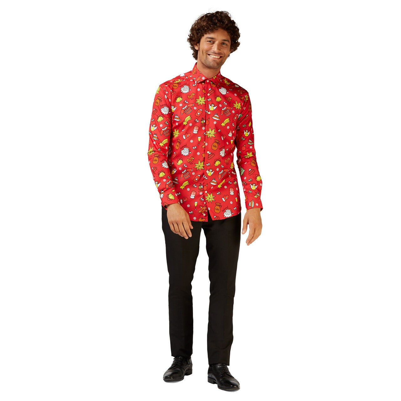 Op deze afbeelding zie je een Kostuums, van het merk Opposuits. Rode All In The Mix Christmas Doodle Blouse Man