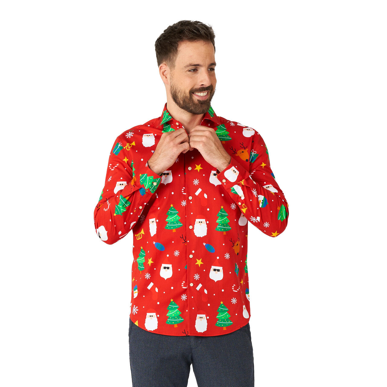 Op deze afbeelding zie je een Kostuums, van het merk Opposuits. Enorm Foute Kerst Blouse Rood Man