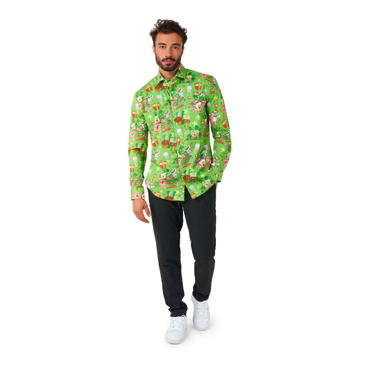 Op deze afbeelding zie je een Kostuums, van het merk Opposuits. Shirt Ls Spongebob™ Christmas Man