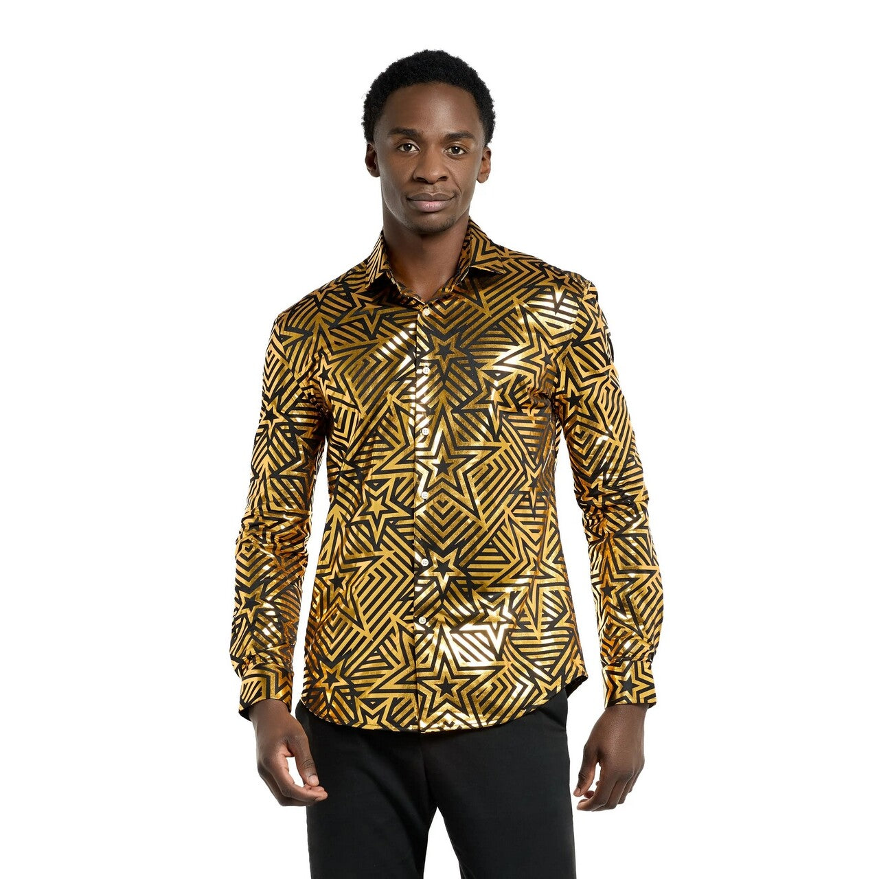 Op deze afbeelding zie je een Kostuums, van het merk Opposuits. Golden Geo Star Overhemd Man