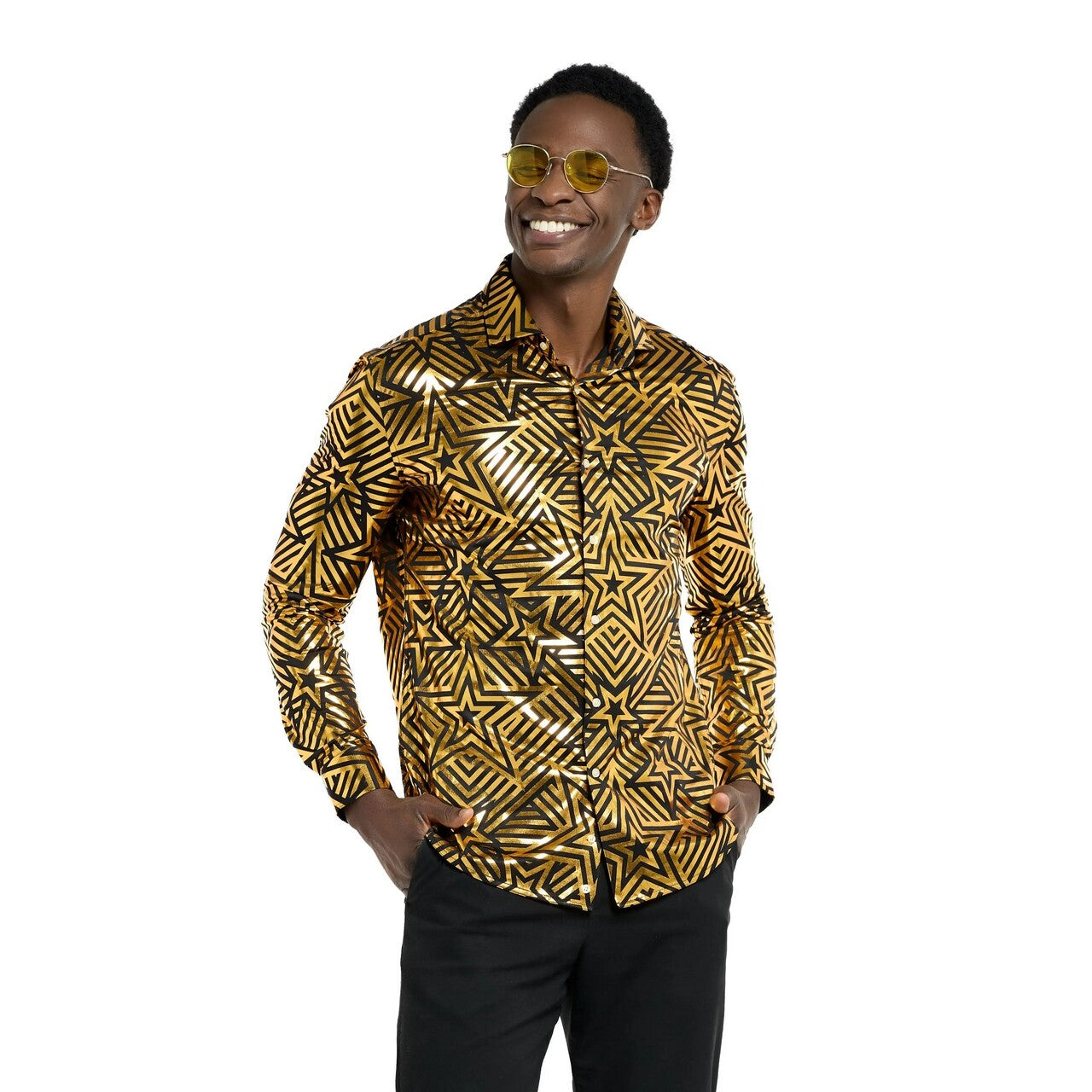 Op deze afbeelding zie je een Kostuums, van het merk Opposuits. Golden Geo Star Overhemd Man