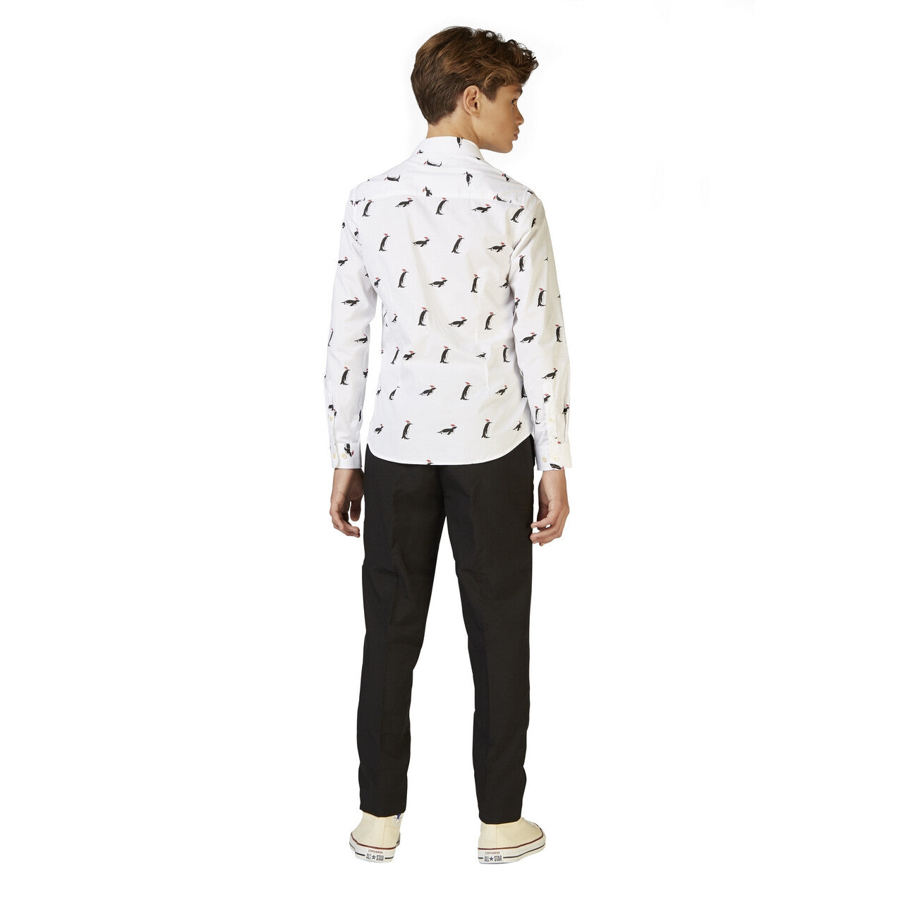 Op deze afbeelding zie je een Kostuums, van het merk Opposuits. Witte Emperor Christmas Penguins Blouse Jongen