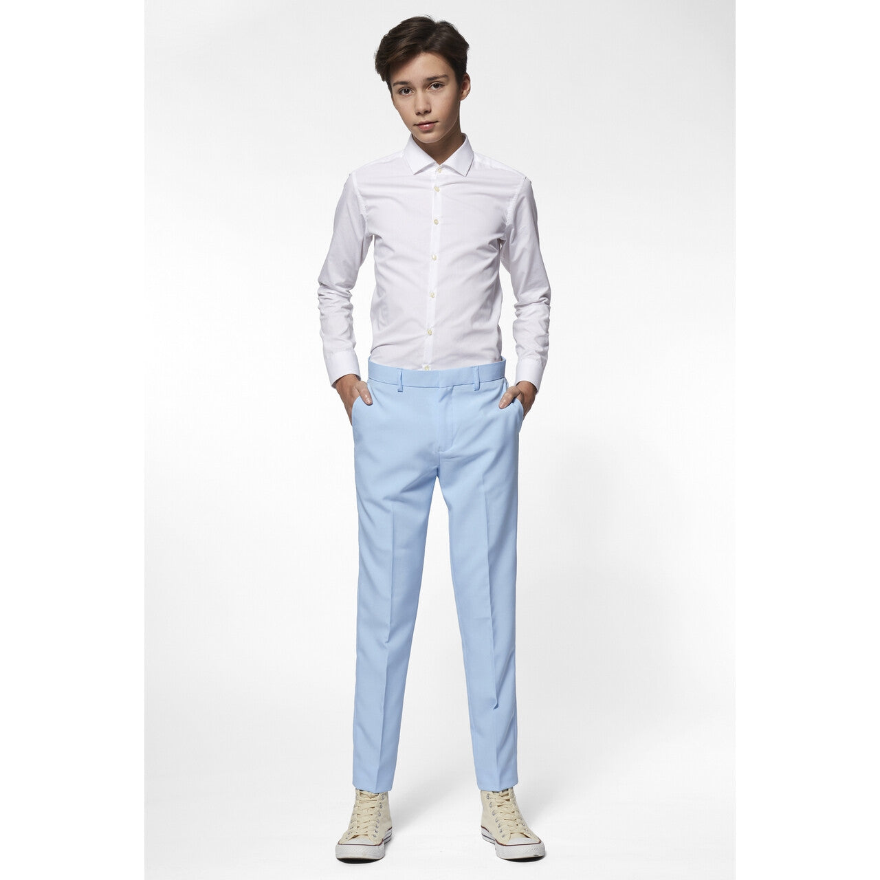 Op deze afbeelding zie je een Kostuums, van het merk Opposuits. Wauw Lichtblauw Past Bij Jou Jongen Kostuum