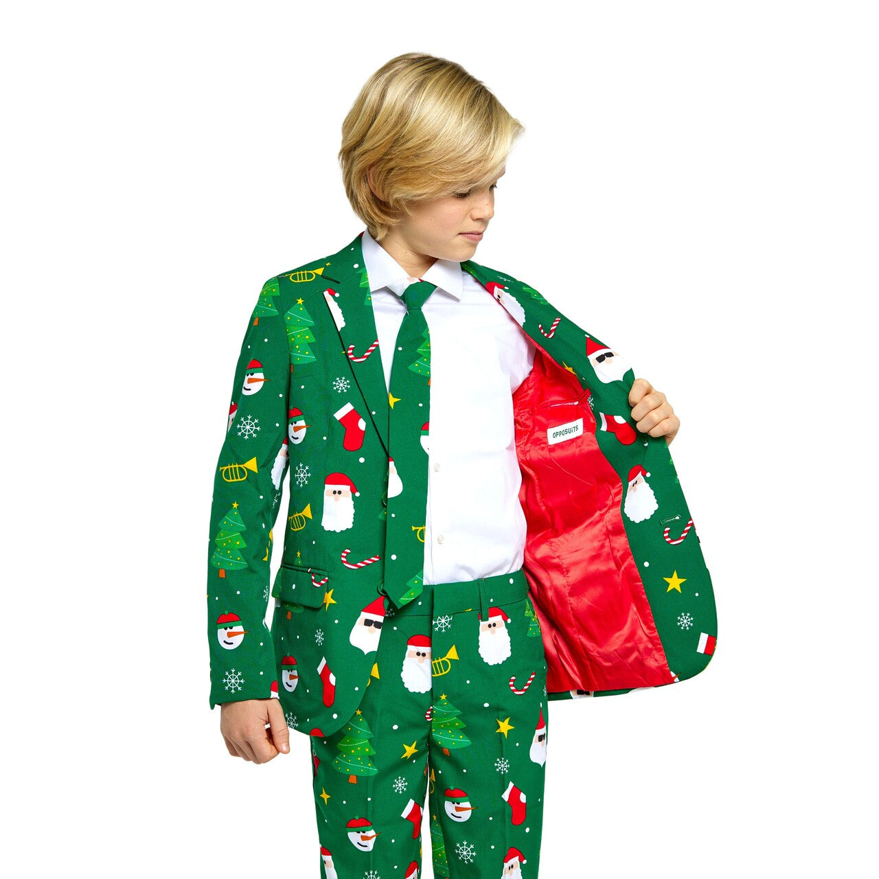 Op deze afbeelding zie je een Kostuums, van het merk Opposuits. Teen Boys Festivity Green Jongen Kostuum
