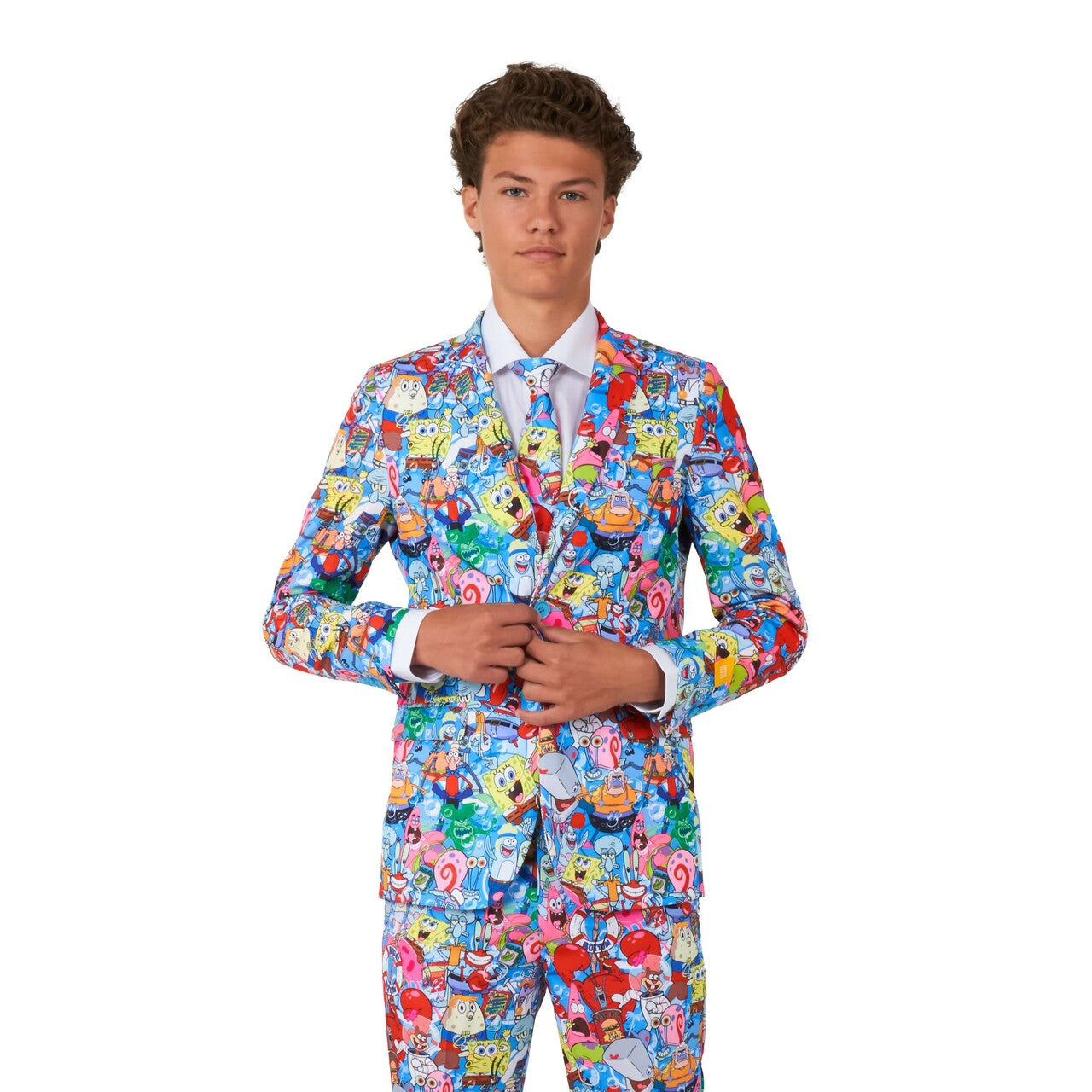 Op deze afbeelding zie je een Kostuums, van het merk Opposuits. Teen Boys Spongebob™ Frenzy Jongen Kostuum
