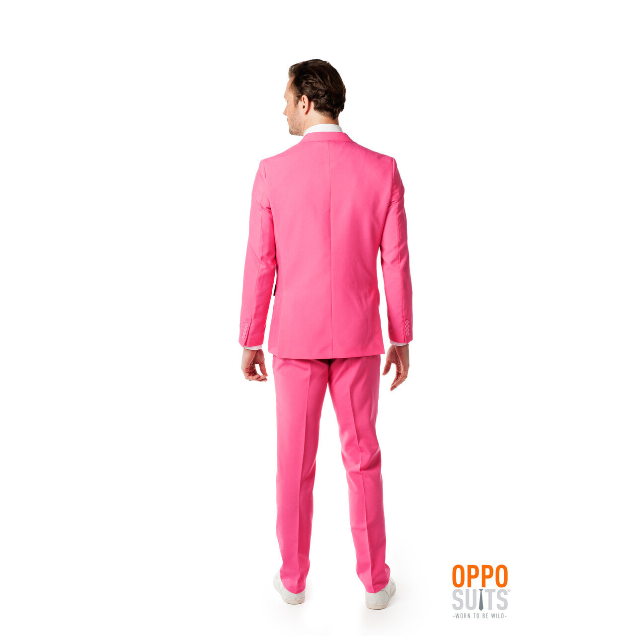 Op deze afbeelding zie je een Kostuums, van het merk Opposuits. Mr. Pinker Than Pink Roze Opposuit Kostuum Man