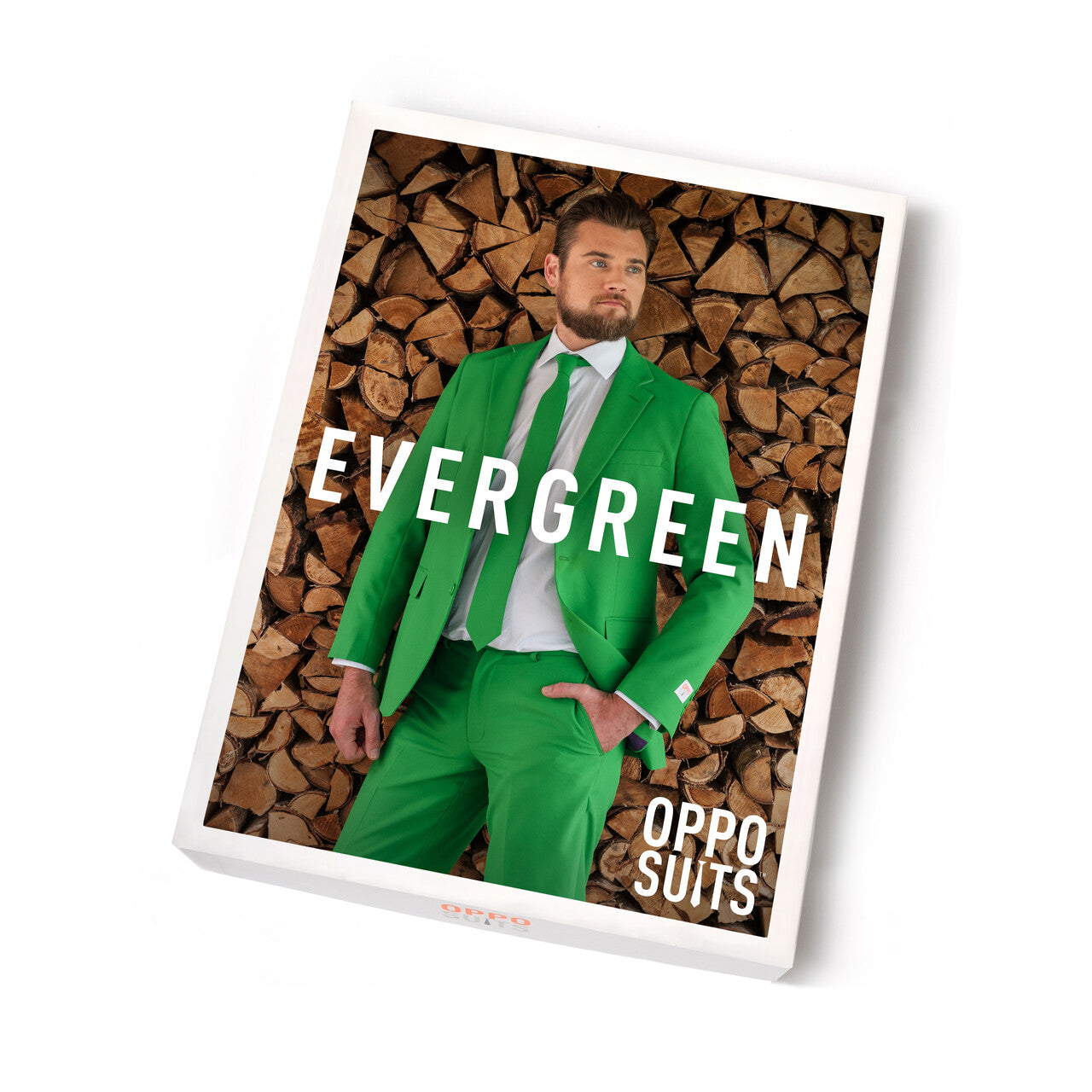Op deze afbeelding zie je een Kostuums, van het merk Opposuits. Groen Evergreen Opposuit Kostuum Man