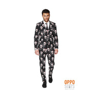 Op deze afbeelding zie je een Kostuums, van het merk Opposuits. Heavy Halloween Skulleton Opposuit Kostuum Man