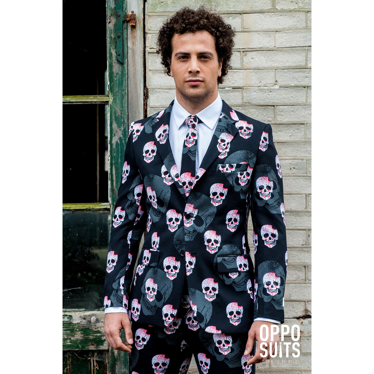 Op deze afbeelding zie je een Kostuums, van het merk Opposuits. Heavy Halloween Skulleton Opposuit Kostuum Man