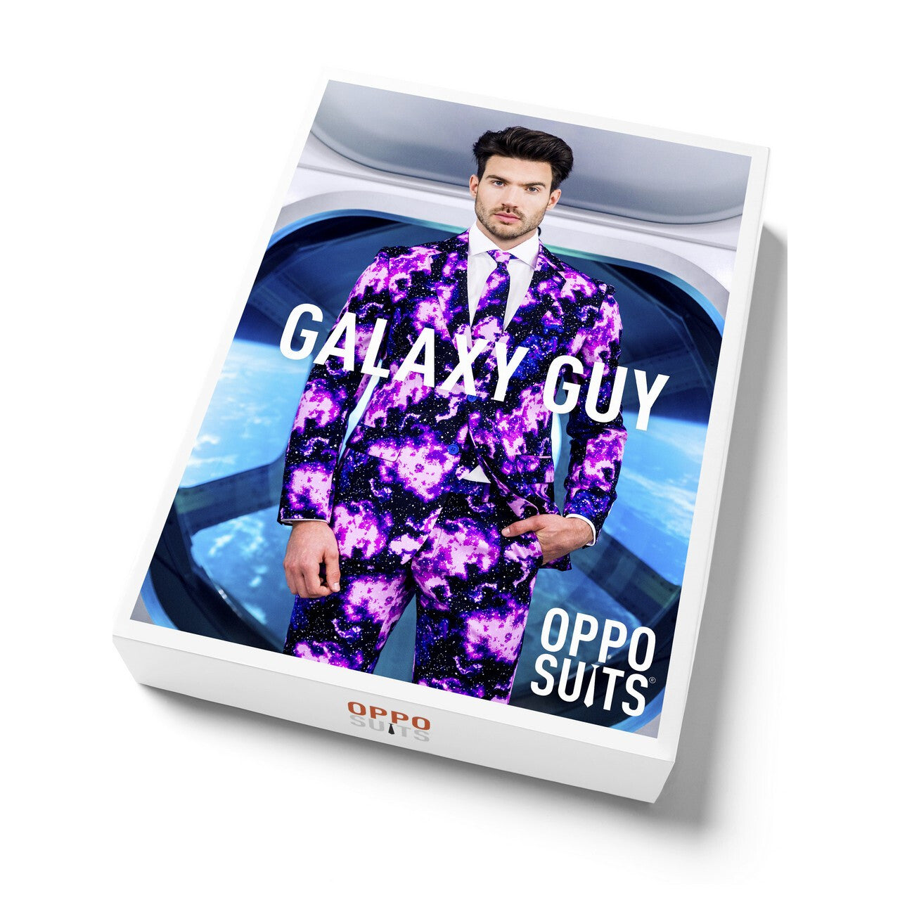 Op deze afbeelding zie je een Kostuums, van het merk Opposuits. Melkweg Galaxy Guy Opposuit Man Kostuum
