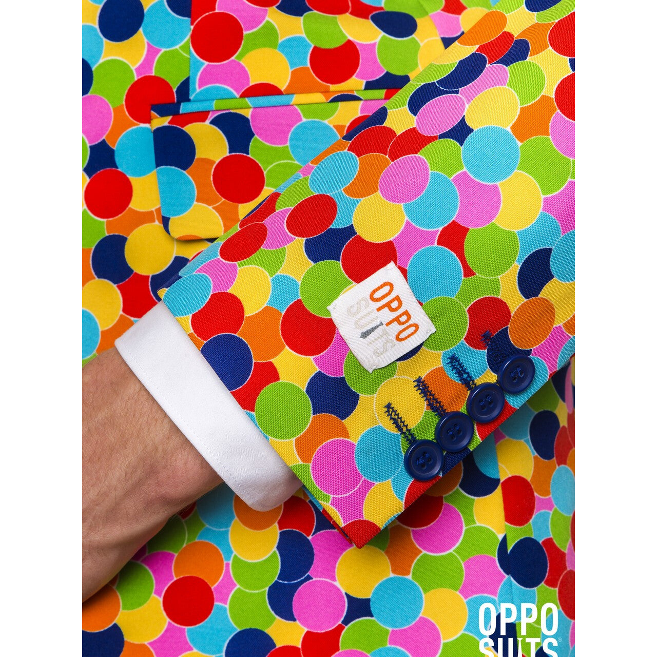 Op deze afbeelding zie je een Kostuums, van het merk Opposuits. Lekker Druk Confetteroni Opposuit Man Kostuum