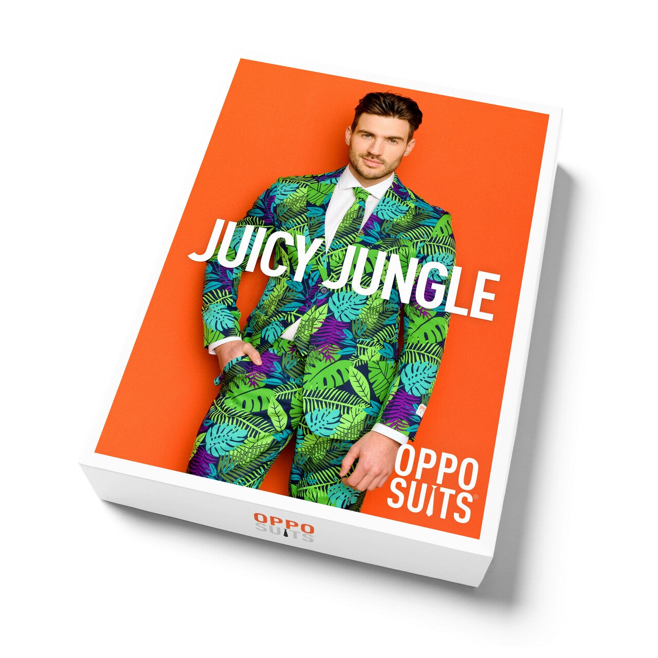 Op deze afbeelding zie je een Kostuums, van het merk Opposuits. Juicy Jungle Tropische Varens Man Kostuum