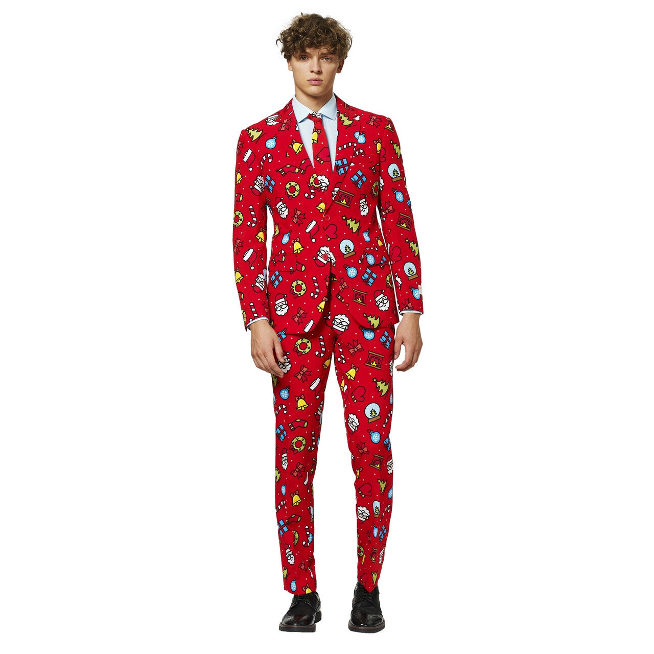 Op deze afbeelding zie je een Kostuums, van het merk Opposuits. Kenmerkend Rood Kerst Motieven Man Kostuum