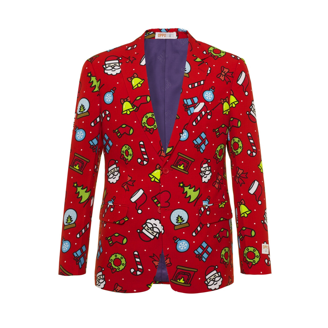 Op deze afbeelding zie je een Kostuums, van het merk Opposuits. Kenmerkend Rood Kerst Motieven Man Kostuum