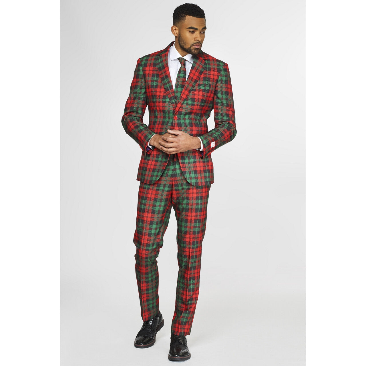 Op deze afbeelding zie je een Kostuums, van het merk Opposuits. Trendy Tartan Kerst Kleuren Man Kostuum