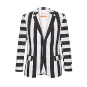 Op deze afbeelding zie je een Kostuums, van het merk Opposuits. Zwart Wit Gestreepte Beetlejuice Art Opposuit Man Kostuum