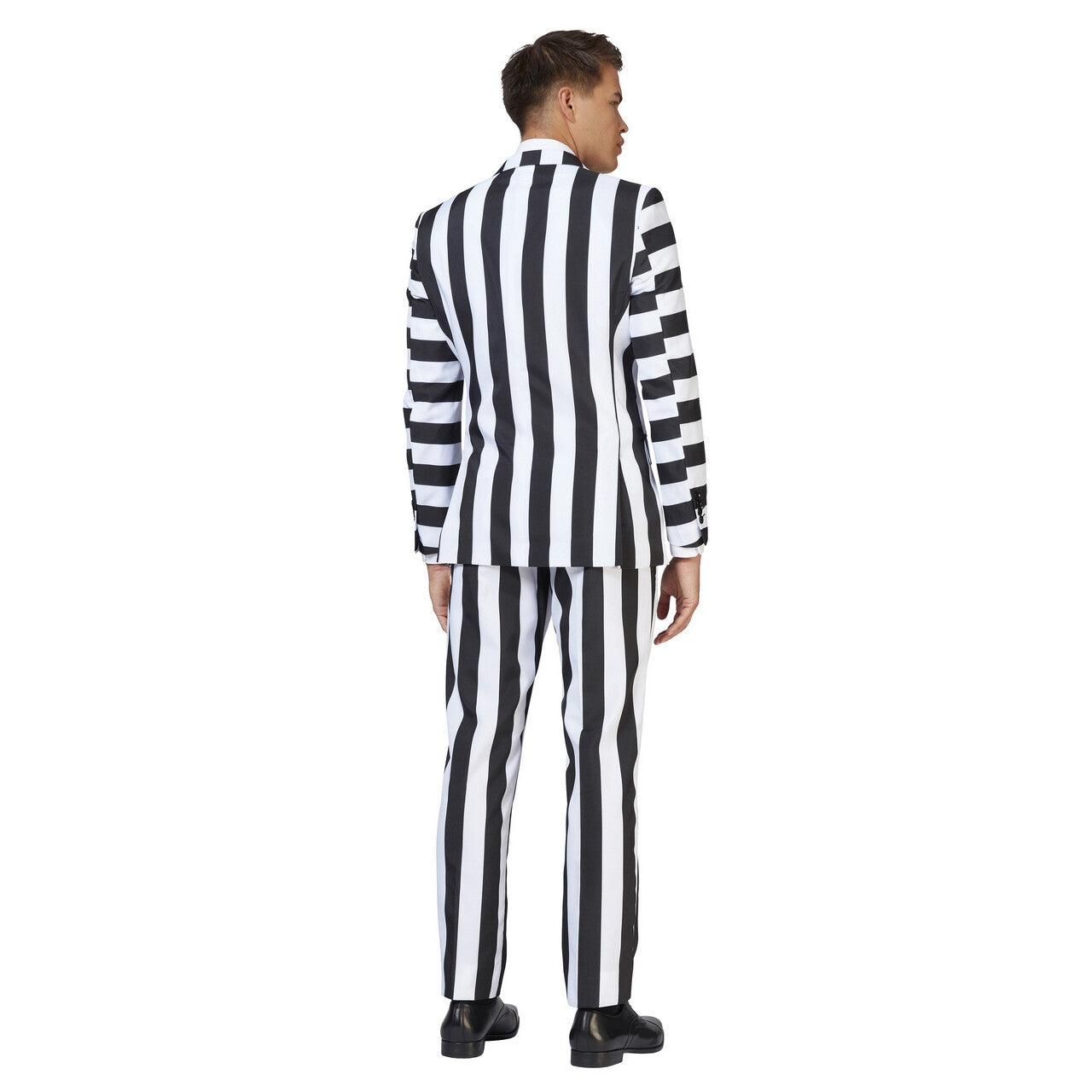 Op deze afbeelding zie je een Kostuums, van het merk Opposuits. Zwart Wit Gestreepte Beetlejuice Art Opposuit Man Kostuum
