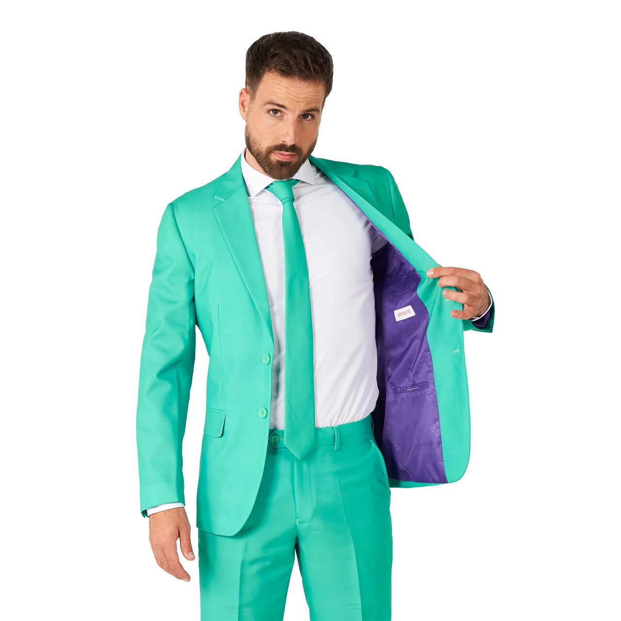 Op deze afbeelding zie je een Kostuums, van het merk Opposuits. Sportief Trendy Turquoise Man Kostuum
