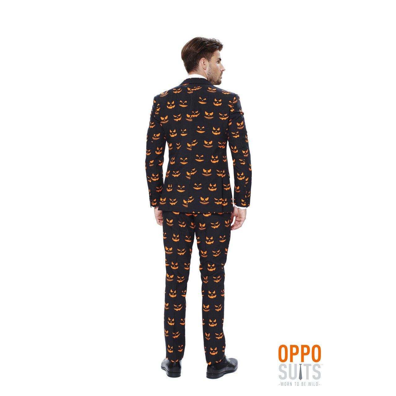 Op deze afbeelding zie je een Kostuums, van het merk Opposuits. Halloween Black-Jack-O Opposuit Man Kostuum