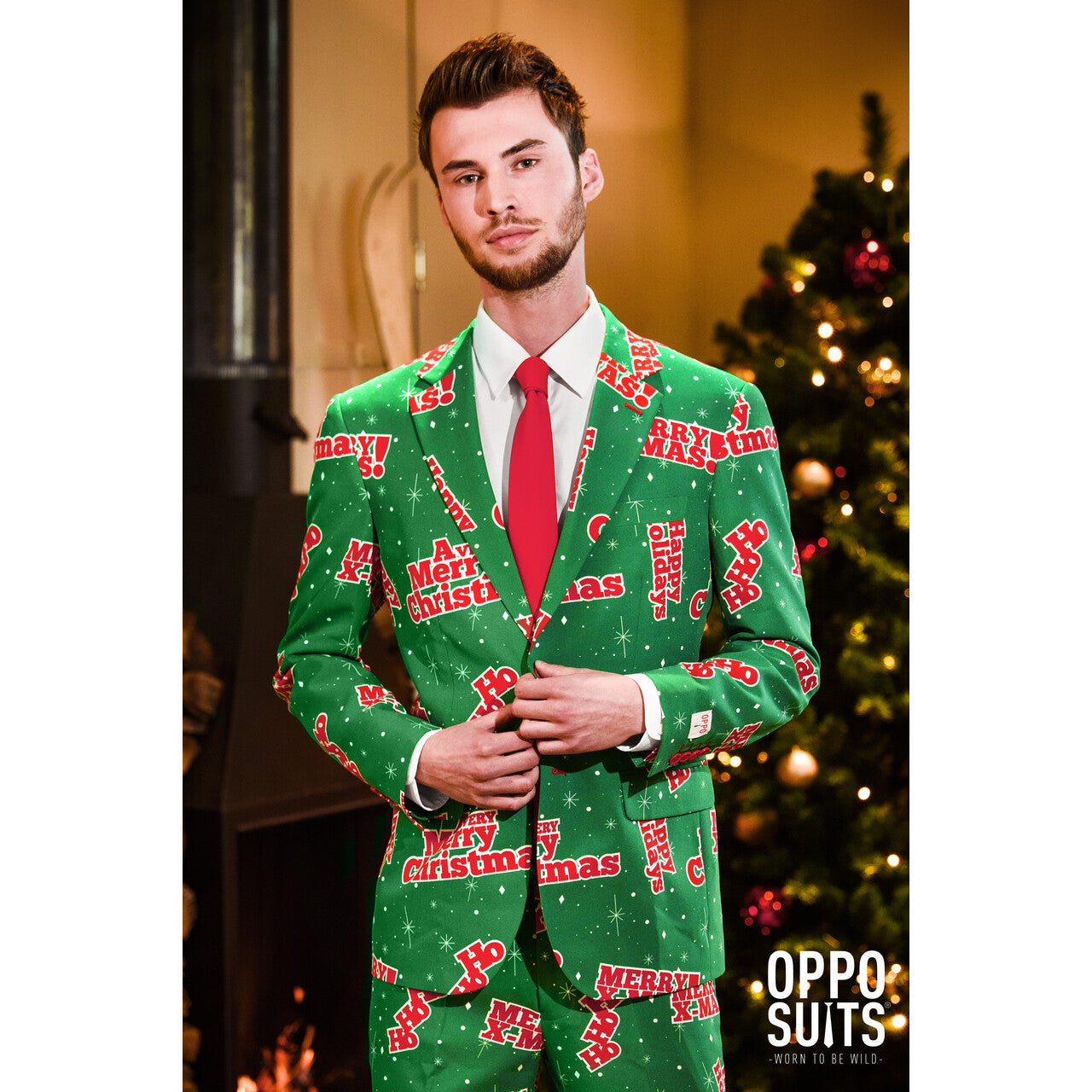 Op deze afbeelding zie je een Kostuums, van het merk Opposuits. Merry Christmas Happy Holidude Opposuit Man Kostuum