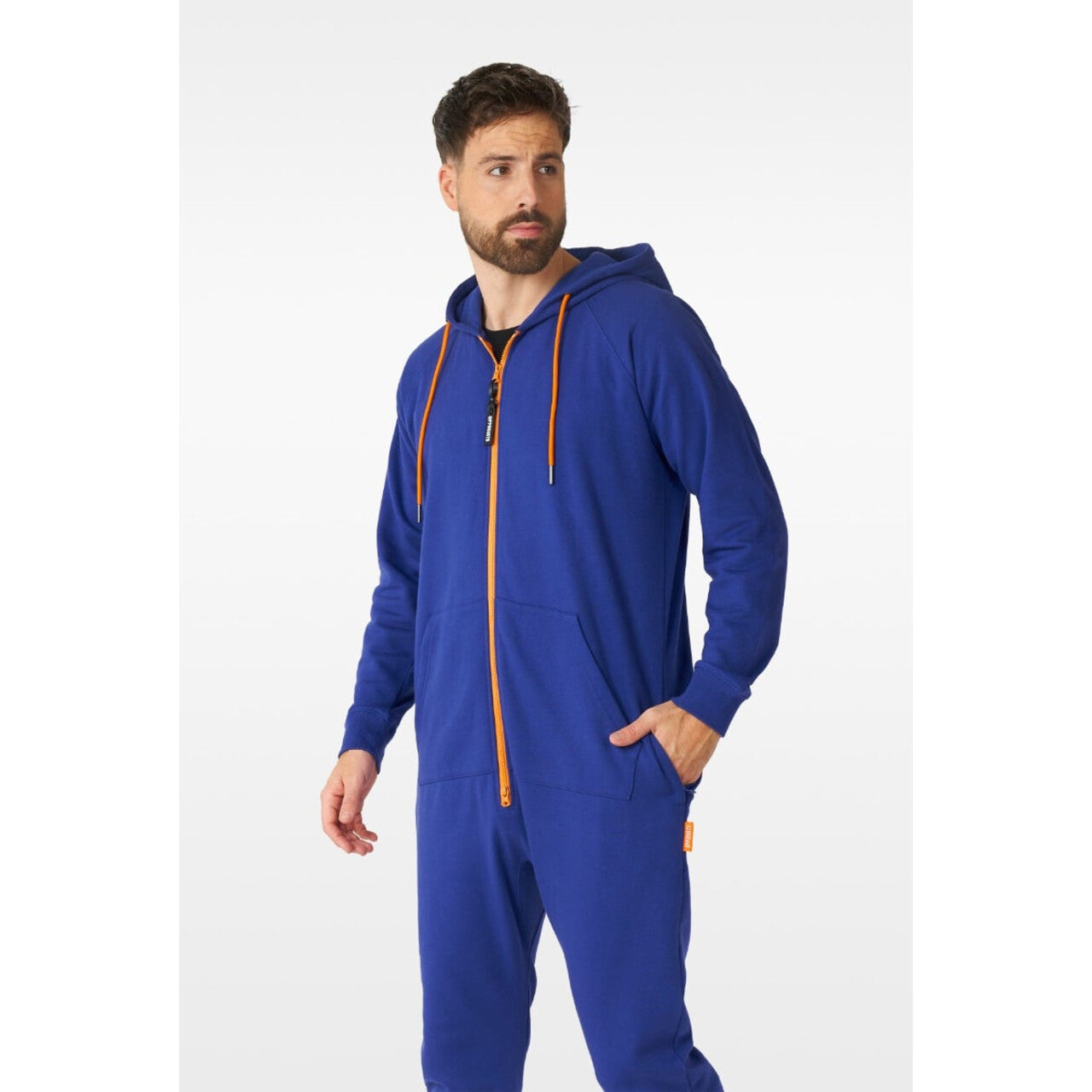 Op deze afbeelding zie je een Kostuums, van het merk Opposuits. Unisex Onesie Bankhanger Blauw Kostuum
