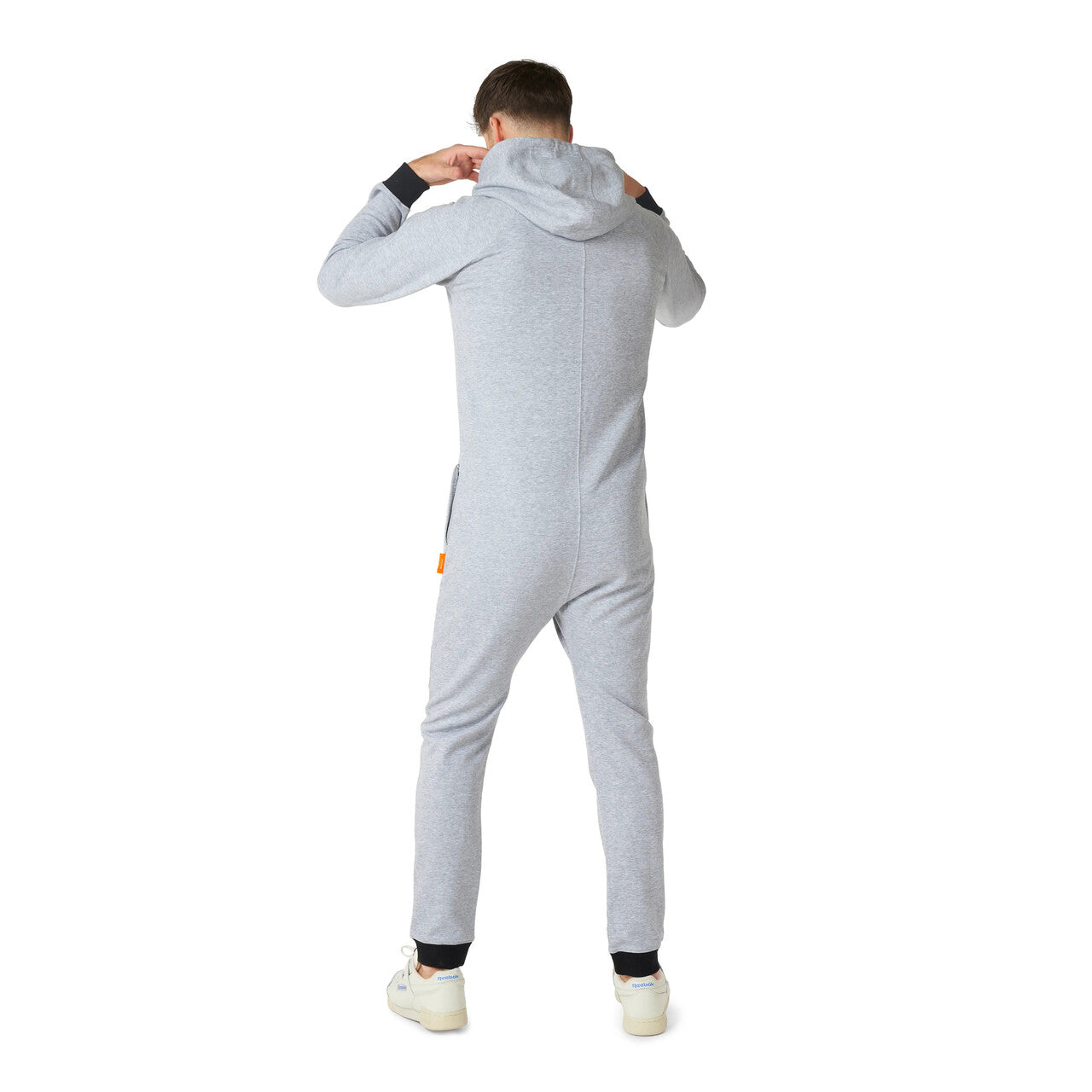Op deze afbeelding zie je een Kostuums, van het merk Opposuits. Unisex Onesie Bankhanger Grijs Kostuum