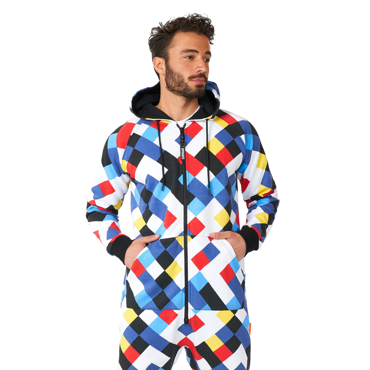 Op deze afbeelding zie je een Kostuums, van het merk Opposuits. Crisscrosser Pyama Party Onesie Kostuum