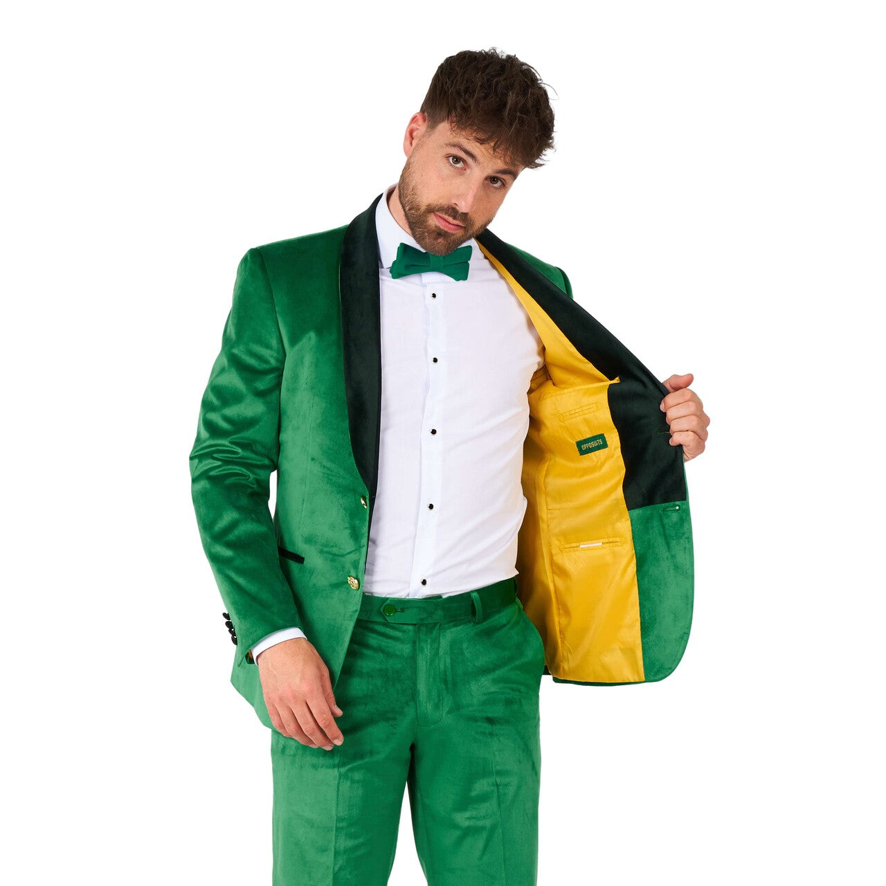 Op deze afbeelding zie je een Kostuums, van het merk Opposuits. Velvet Verdant Man Kostuum