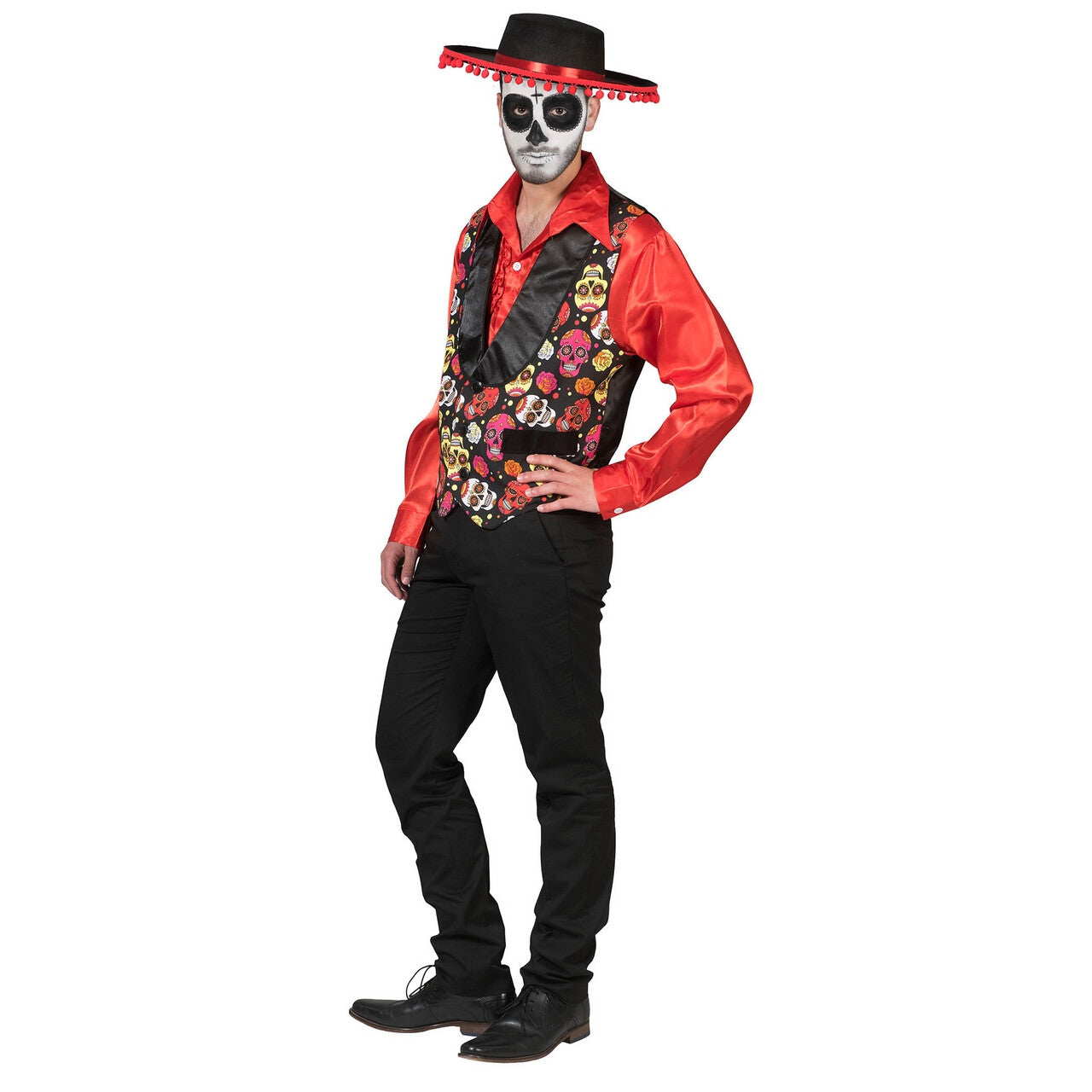 Op deze afbeelding zie je een Kostuums, van het merk Pierros. La Dia De Los Muertos Catrina Man