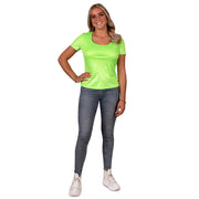Op deze afbeelding zie je een Kostuums, van het merk PartyXplosion. Shirt Neon Groen Disco Vrouw