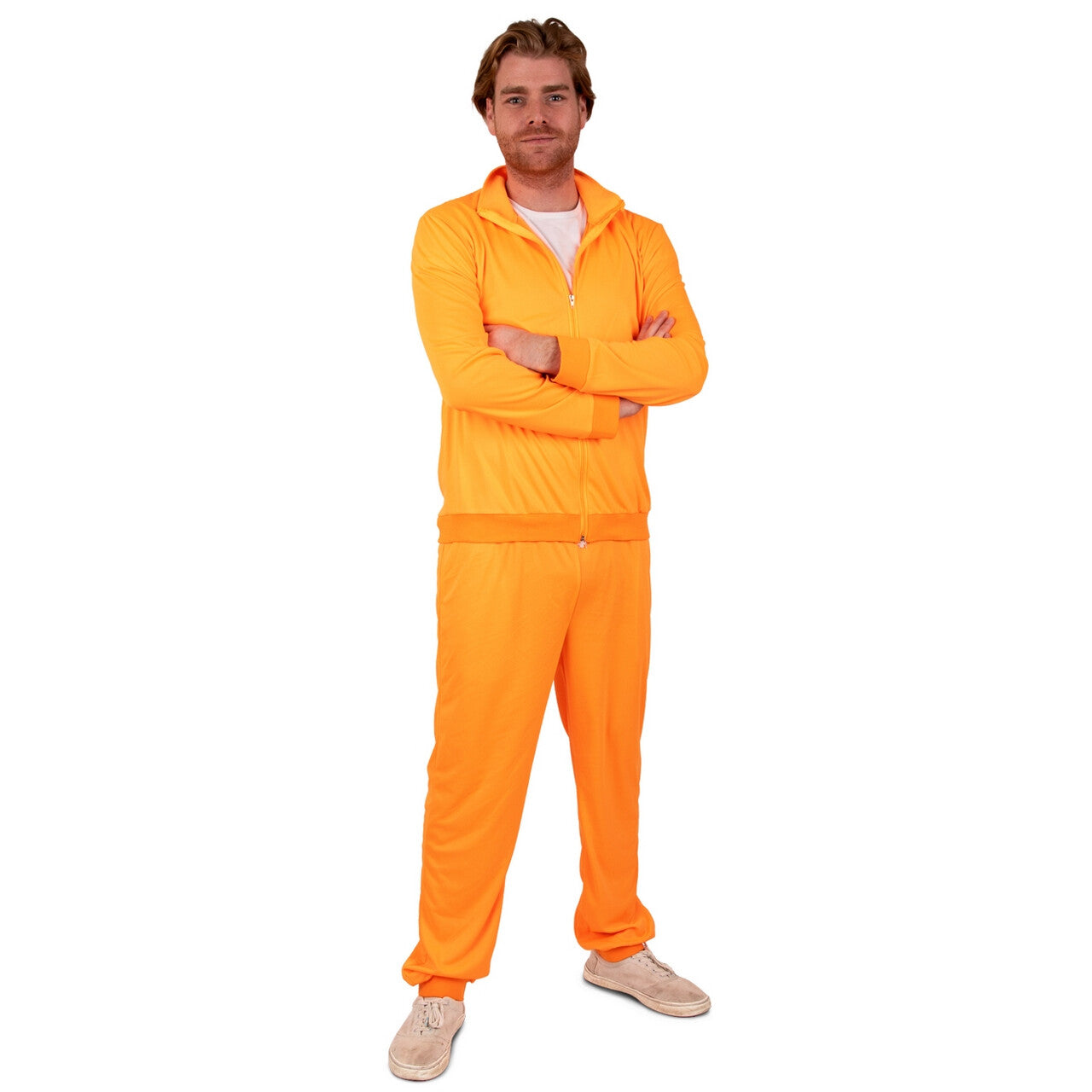 Op deze afbeelding zie je een Kostuums, van het merk PartyXplosion. Orange Army Team Player Man Kostuum