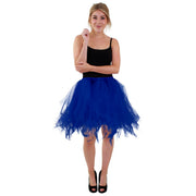Op deze afbeelding zie je een Kostuums, van het merk PartyXplosion. Dizzling Petticoat Donkerblauw 65 Centimeter Vrouw