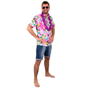 Op deze afbeelding zie je een Kostuums, van het merk PartyXplosion. Feest Op Het Strand Hawaii Overhemd Roze Man