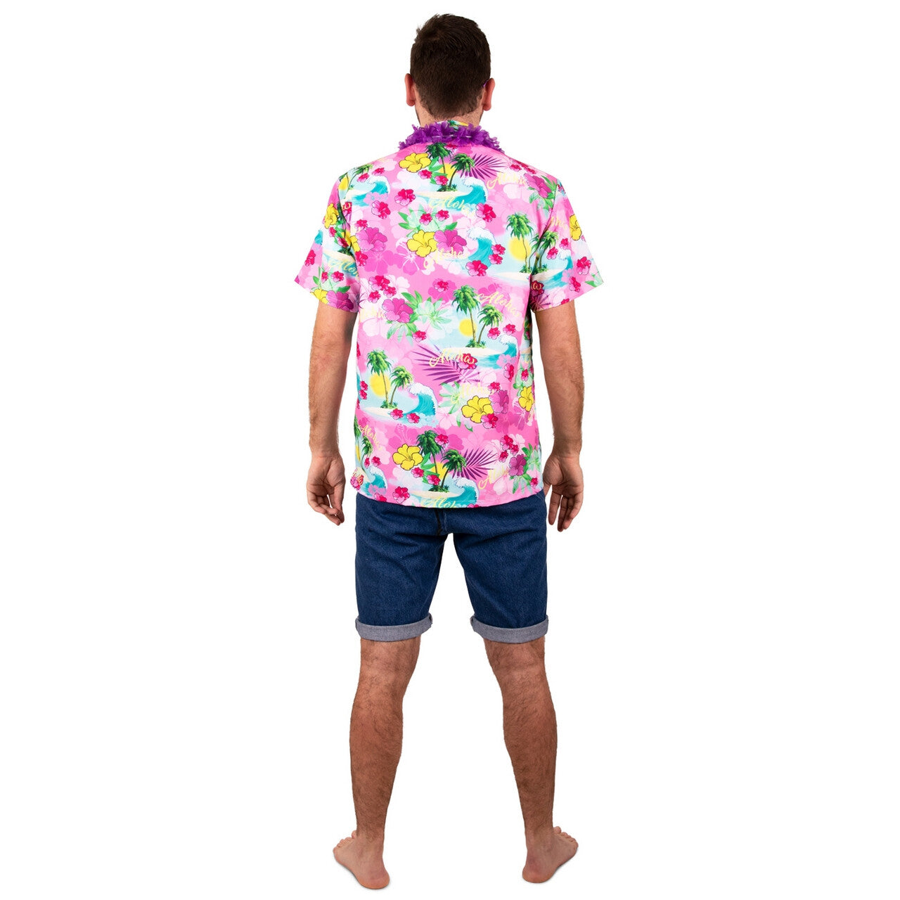 Op deze afbeelding zie je een Kostuums, van het merk PartyXplosion. Feest Op Het Strand Hawaii Overhemd Roze Man