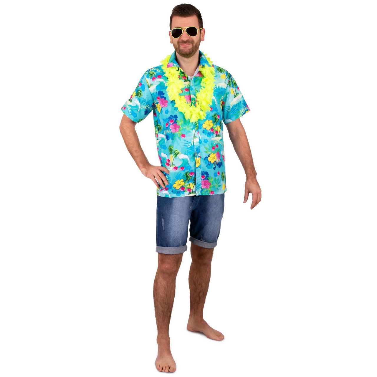 Op deze afbeelding zie je een Kostuums, van het merk PartyXplosion. Hola Hola Aloha Hawaii Overhemd Man