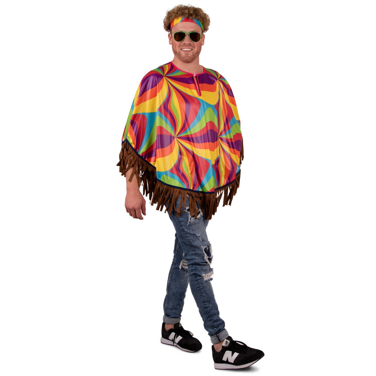 Op deze afbeelding zie je een Kostuums, van het merk PartyXplosion. Psychedelische Hippie Poncho