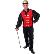Op deze afbeelding zie je een Kostuums, van het merk PartyXplosion. Fanfare-Gilet Rood / Zwart Man